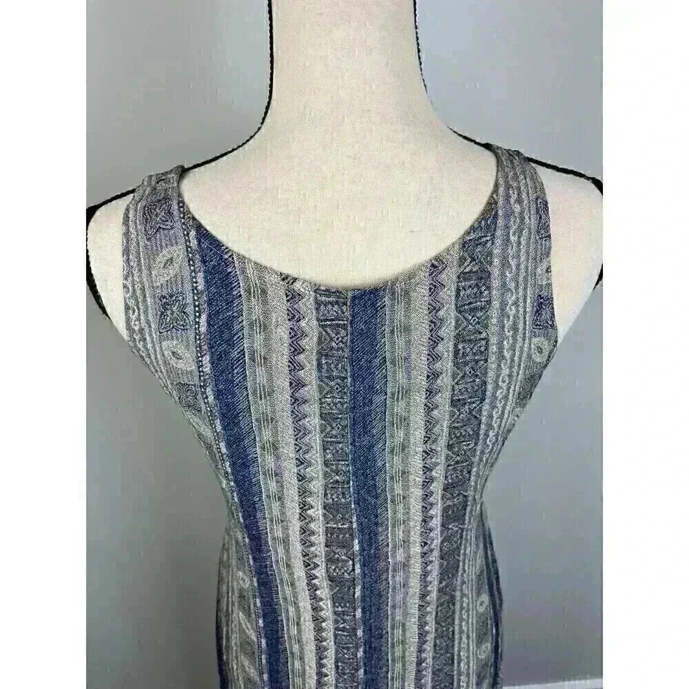 Vtg 90's Y2K Karizma Maxi Dress Abstract Print Tie Sleeveless Art Women's M - Picture 8 of 12